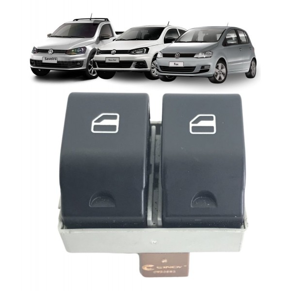 Botão Vidro Elétrico Duplo Plug Marrom Vw Gol Fox Space