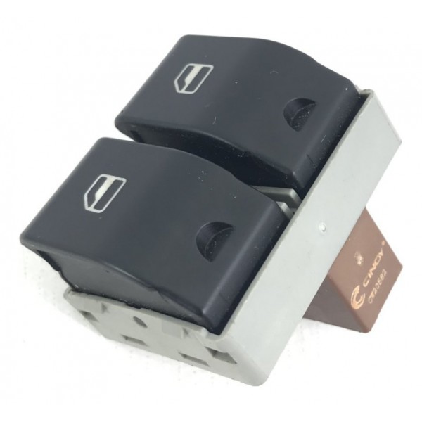 Botão Vidro Elétrico Duplo Plug Marrom Vw Gol Fox Space